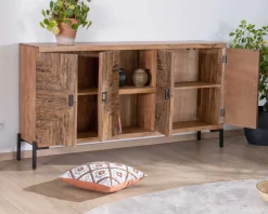 Grand buffet bas acacia massif 175cm style ethnique 