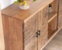 Grand buffet bas acacia massif 175cm style ethnique 
