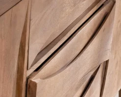 Grand buffet contemporain en manguier avec portes et tiroirs poignées encastrées 