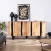 Grand buffet design 190cm en bois massif d’acacia et métal noir "Zen Black"