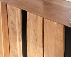 Grand buffet design 190cm en bois massif d’acacia et métal noir "Zen Black"