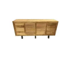 Grand buffet design 190cm en bois massif d’acacia et métal noir 