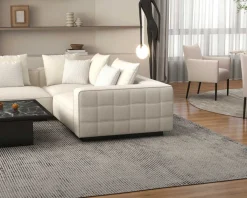Grand canapé d'angle graphique et ultra cosy en tissu blanc 