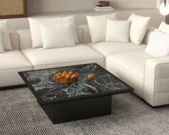 Grand canapé d'angle graphique et ultra cosy en tissu blanc 