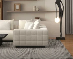 Grand canapé d'angle graphique et ultra cosy en tissu blanc 