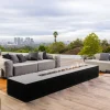 Grand canapé de terrasse droit modulaire esprit décontracté tissu gris "Escale"