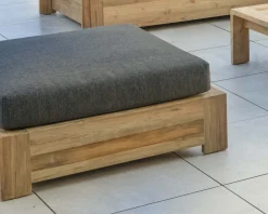 Grand canapé modulaire spécial extérieur en teck et tissu gris foncé "Zénith"