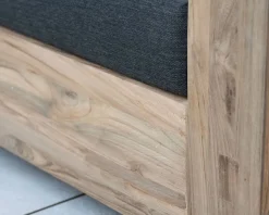 Grand canapé modulaire spécial extérieur en teck et tissu gris foncé 