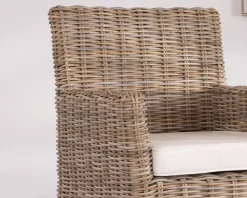 Grand fauteuil de jardin confort en kubu grisé et tissu "Balangan Beach"