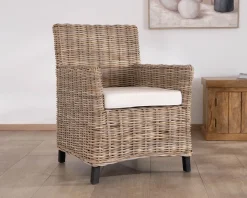 Grand fauteuil de jardin confort en kubu grisé et tissu 