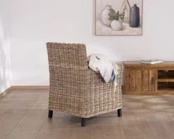 Grand fauteuil de jardin confort en kubu grisé et tissu 