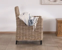 Grand fauteuil de jardin confort en kubu grisé et tissu 