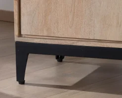 Grand meuble TV 180 cm en manguier massif avec portes, niches et tiroirs "Gola"