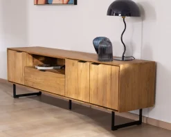 Grand meuble TV 200 cm en teck recyclé 