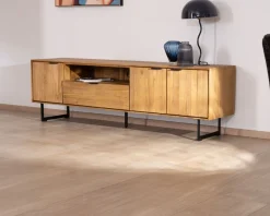 Grand meuble TV 200 cm en teck recyclé 