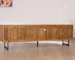 Grand meuble TV 200 cm en teck recyclé 