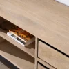 Grand meuble TV bicolore en manguier avec portes, niches et tiroirs "Bocca" 180 cm
