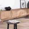 Grand meuble TV contemporain 240cm en manguier 4 portes "Cabure"