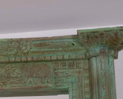 Grand miroir avec cadre indien en bois "Vieille Porte" pièce unique
