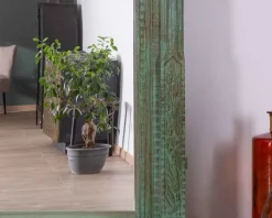 Grand miroir avec cadre indien en bois 