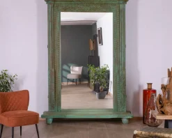 Grand miroir avec cadre indien en bois 