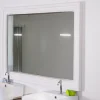Grand miroir rectangulaire 130x90 cm cadre en acacia blanc "Trégastel"