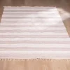 Grand tapis avec franges rayé coloris clairs "Kavon" format 300x200cm