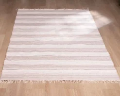 Grand tapis avec franges rayé coloris clairs "Kavon" format 300x200cm