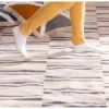 Grand tapis blanc rayé bleu format 200x300cm "Ethnic"