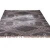 Grand tapis ethnique noir motifs brodés blancs "Solira" 300x200cm