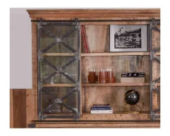Grand vaisselier métal, verre et bois 