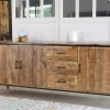 Grande enfilade en bois massif et métal "Mango" multi rangements