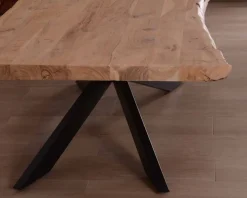 Grande table à manger plateau 280 cm acacia massif et pieds métal "3D"