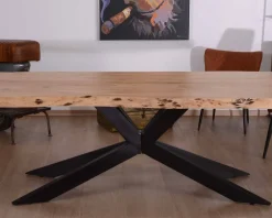 Grande table à manger plateau 280 cm acacia massif et pieds métal 