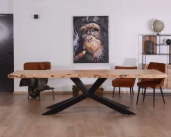 Grande table à manger plateau 280 cm acacia massif et pieds métal 