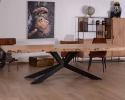 Grande table à manger plateau 280 cm acacia massif et pieds métal 