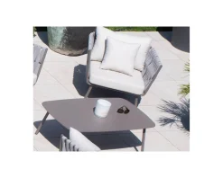 Grande table basse design rectangle en aluminium gris "Chinon"