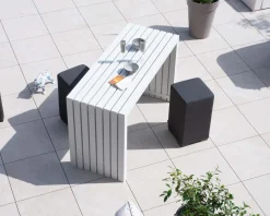 Grande table de bar épurée en aluminium blanc 200cm 