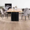 Grande table de repas 260 cm acacia pieds métal noir plissés "Audacio"
