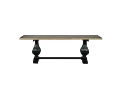 Grande table de repas 8/10 places style chic noire et bois 