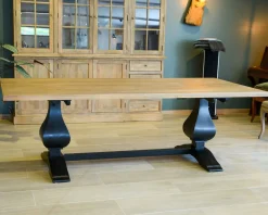 Grande table de repas 8/10 places style chic noire et bois 