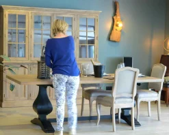Grande table de repas 8/10 places style chic noire et bois 