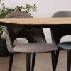 Grande table de repas 300cm manguier massif finition sablée bords biseautés noirs et pieds étoile "Pise"