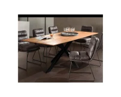 Grande table de salle à manger en bois recyclé et métal 220cm "Copley"