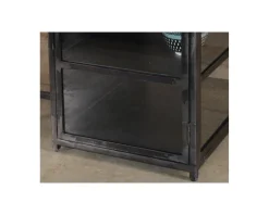 Ilot de cuisine en bois et métal noir 150 cm 
