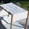 Lit de jardin en teck et tissu spécial extérieur gris clair "Eclipse"
