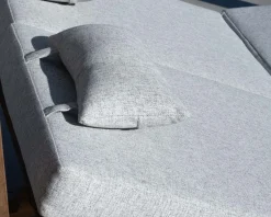 Lit de jardin en teck et tissu spécial extérieur gris clair "Eclipse"