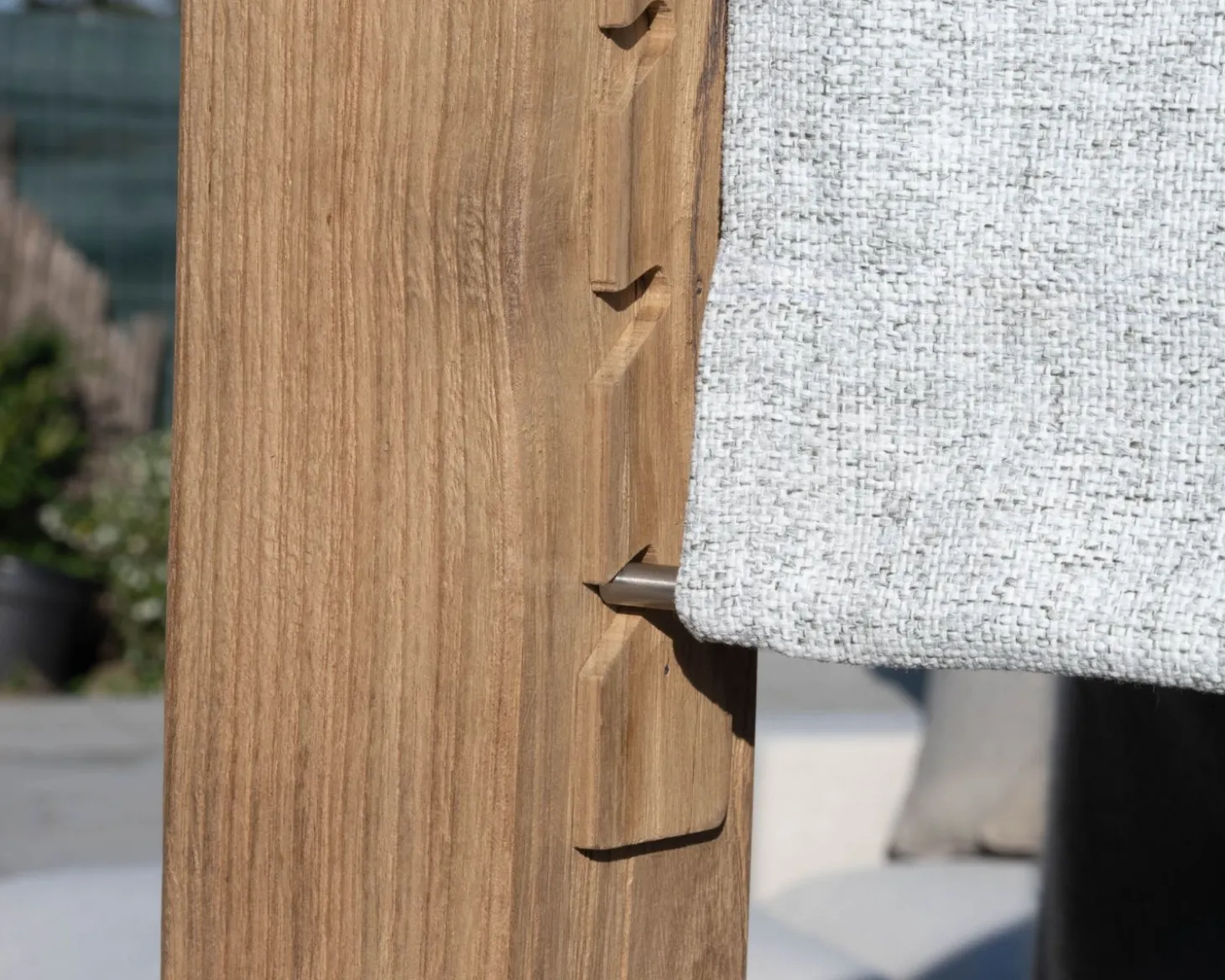 Lit de jardin en teck et tissu spécial extérieur gris clair "Eclipse"