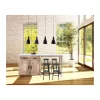 Îlot central bois et quartz blanc avec coin repas "Grand Chef"