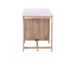 Îlot central bois et quartz blanc avec coin repas "Grand Chef"